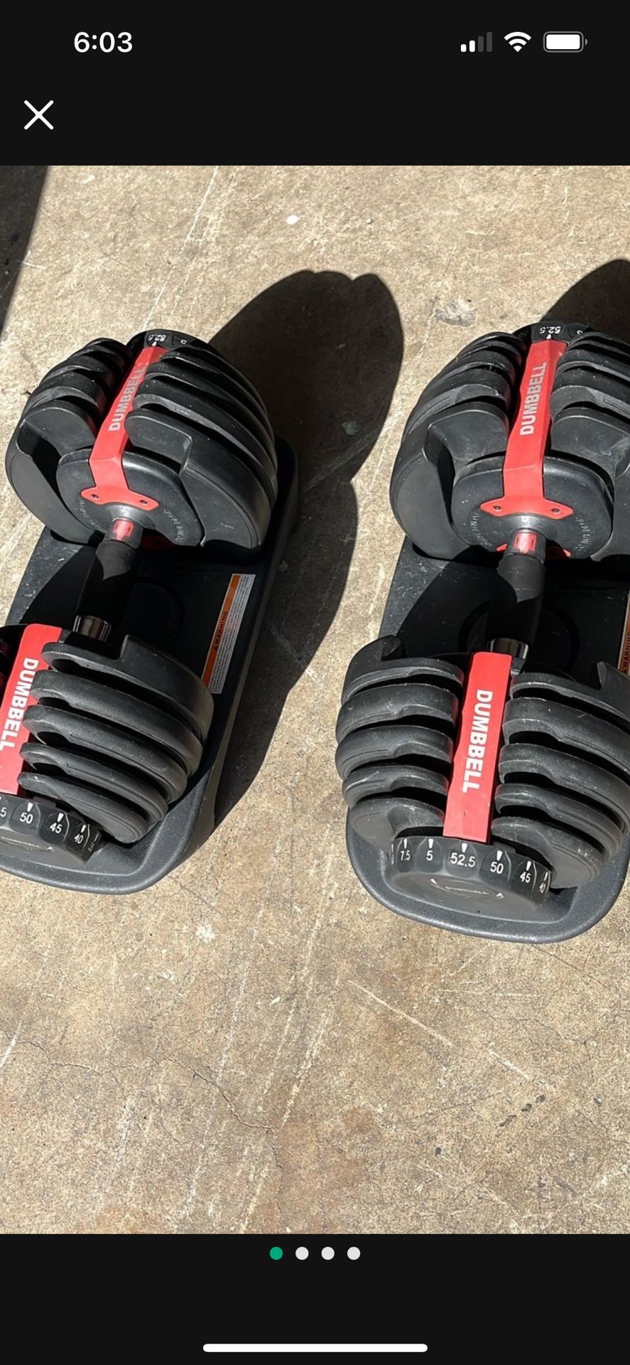 Adjustable Dumbbell 52.5 Each