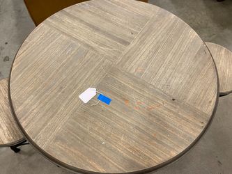 WHALEN BROWN Industrial Metal Base Dining Set with Adjustable Height Stools (Set of 2)