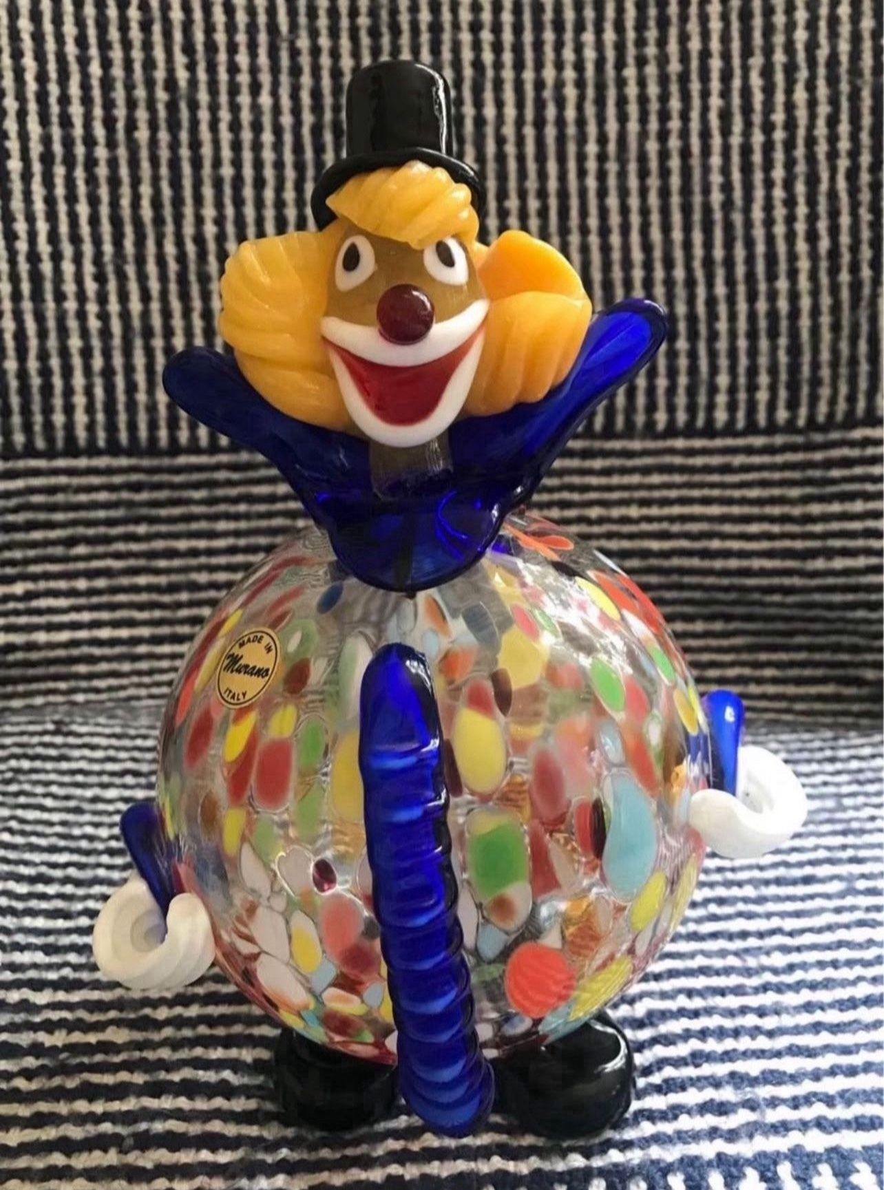 Authentic GlassOfVenice Murano Glass Clown - Round in mint condition