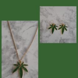 Pot Leaf Necklace & Earrings Sets