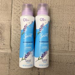 2 - Secret Dry Spray Aluminum Free Deodorant, Lavender and Hemp Seed Oil,  4.1oz. for Sale in Chesapeake, VA - OfferUp