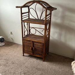 Rattan Wooden Shelf Vintage