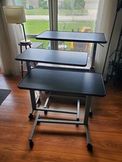 3 Adjustable Rolling Tables Set – Multi-Purpose Computer, Bed, End or Kitchen Tables