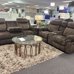 Brown Microfiber Sofa & Loveseat Set ( We Deliver) Brand New For Sale 