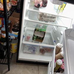 Black Fridge And Freezer, Used In Garage