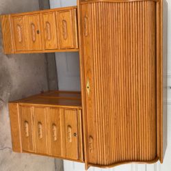 Vintage amish roll top desk Beautiful American 54" Oak Crest S Curv