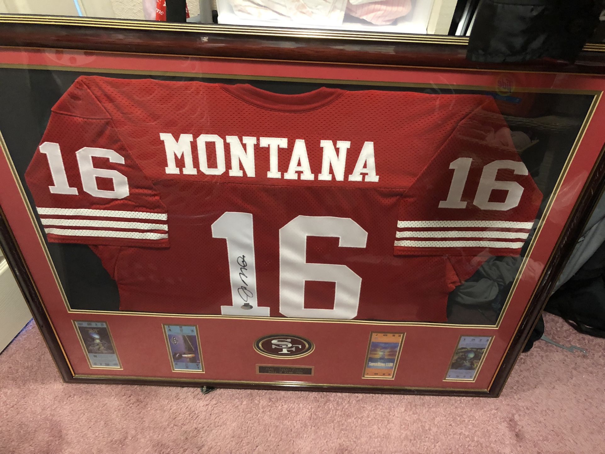 49ers Joe Montana SIGNED Jersey With Super Bowl Tickets