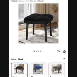 Ottoman Stool, Square Makeup Stool with Wooden Legs, Small Ottoman Stool Chair for Vanity, Modern Padded Sofa Seat Foot Rest Stool(Black)
