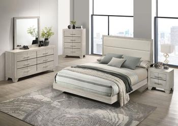 4 PC queen bedroom set with queen bed frame dresser mirror and nightstand