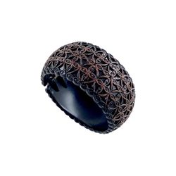 1980s Black Hinged Bangle Bracelet, Size S/M, Victorian Gothic Style, Molded Plastic, Spanish Tale Design, Stackable, 80s Chunky Jewelry,