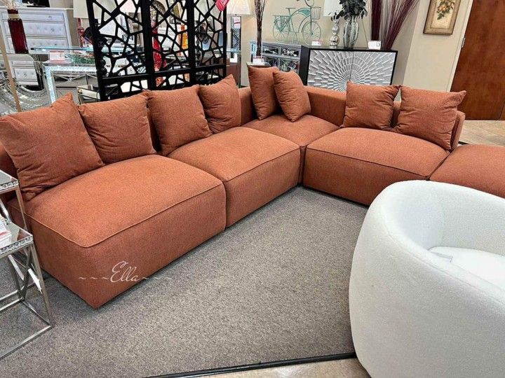 $2499 Free Delivery Up to 20 Miles on Orders Over 20 Miles Jennifer Terracotta 6-Piece Upholstered Modular Sectional