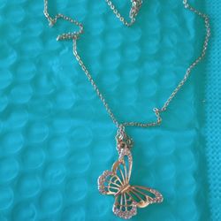 925 Sterling Silver Butterfly Necklace 18 Inches