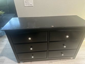 Black wood 6 drawer cabinet