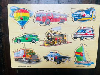Things That Go Wooden Peg Puzzle