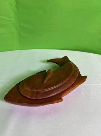 Vintage Wooden Fish Trinket Box