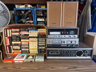 8 track player and 8 track  tape bundle - all will need some work