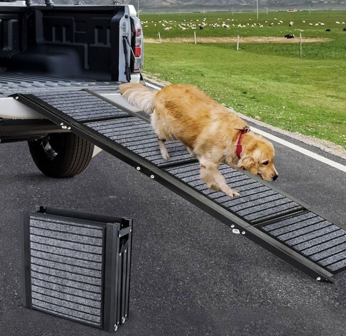 Snagle Paw Longest 71"x17" Dog Car Ramps Large Dogs, Foldable Dog SUV & Truck Ramp with Non-Slip Rug Surface, Pet Ramp Stairs for Outdoor Steps, Extra