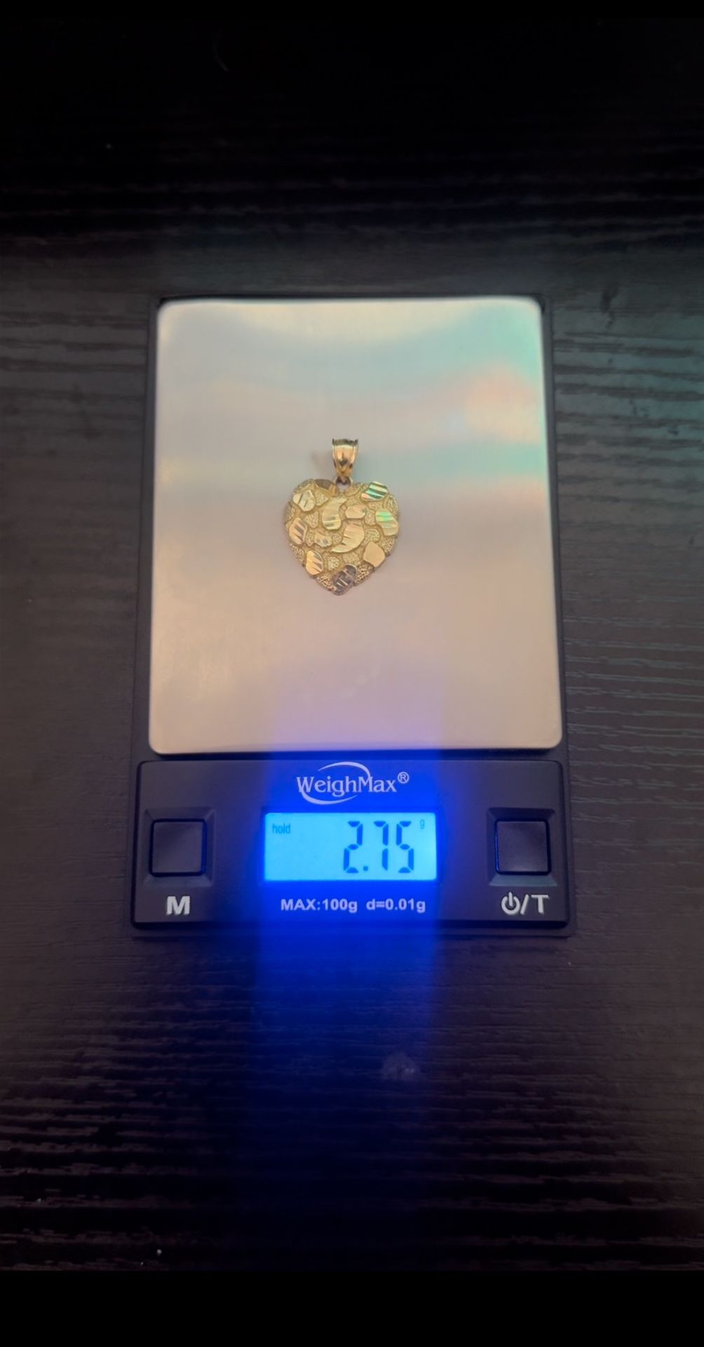 gold 10k nugget heart pendant