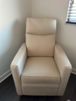 Cream Fabric Upholstered Recliner Chair