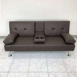 BRAND NEW $155 Folding Futon Sofa Bed Recliner Convertible Couch 65x30x31 Inches, Brown/Gray 