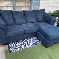 blue velvet sofa with chase lounge