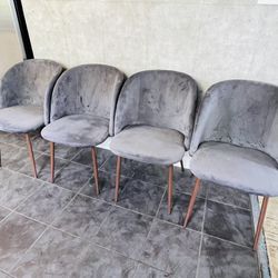 Set Of 4 Grey Dining Chairs 