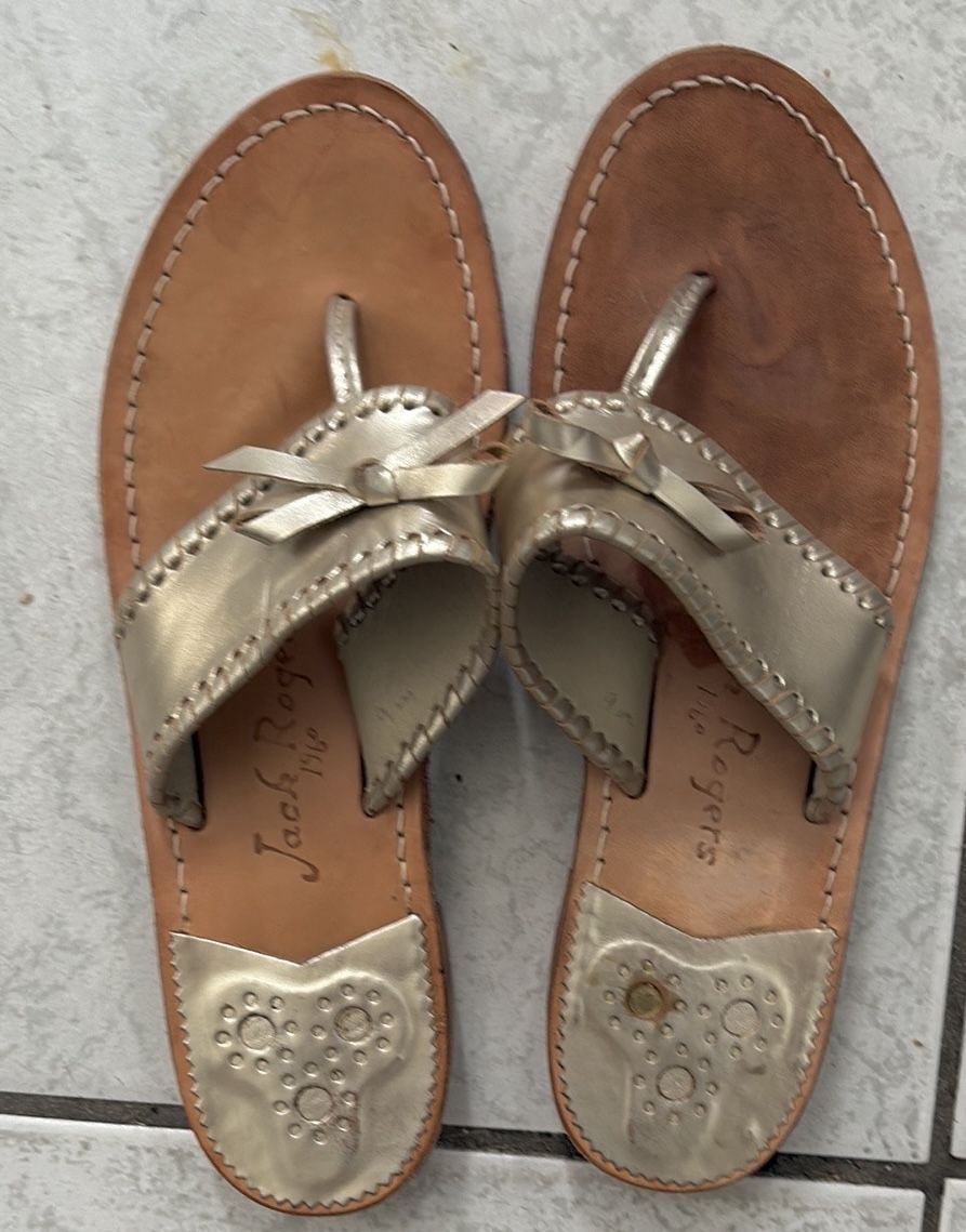 Check Rogers Gold Bow Sandals