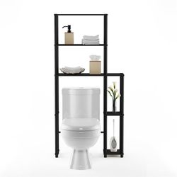 Furinno Turn-N-Tube Over-The-Toilet Storage Rack Black Espresso/Black