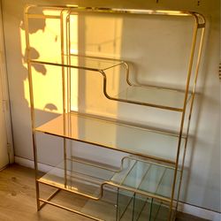 Milo Baughman Brass & Glass Display Shelf