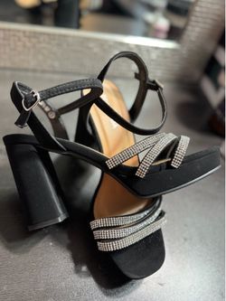 Top Moda Rhinestone Block Heel