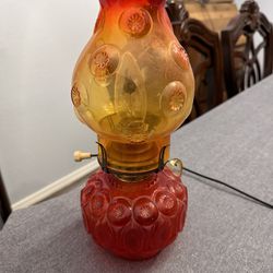 Vintage Glass Moon And Stars LE Smith Amberina Lamp