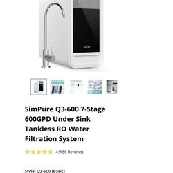 SimPure Q3-600 7-Stage 600GPD Under Sink Tankless RO Water Filtration System