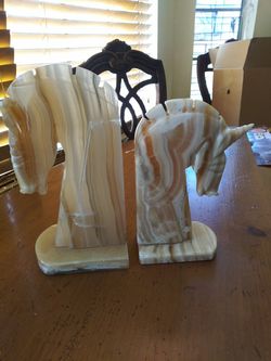 Marble Quartz Horse Bookends decorations