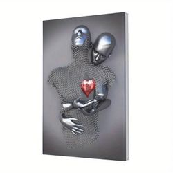 "Versatile Decor" Romantic Couple Love Heart 3D Sculpture Effect - Black & White Modern Abstract 