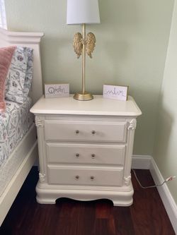 White solid wood nightstand- $145 or best offer
