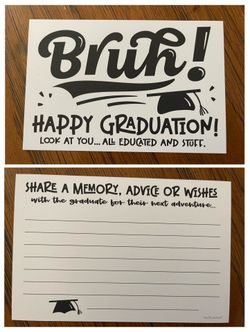 Set of 31 “BRUH Happy Graduation Look at You All Educated and Stuff” Memory, Advice or Wishes Cards
