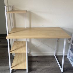 Wooden Desk With Shelves
