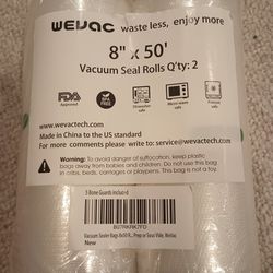 Wevac Vacuum Sealer Bags 8x50 Rolls 2 pack for Food Saver, Seal a Meal, Weston.
