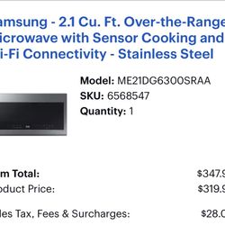 Samsung Over The Range Microwave
