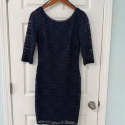 Laundry By Shelli Segal Navy Lace Fitted Dress, Size 6