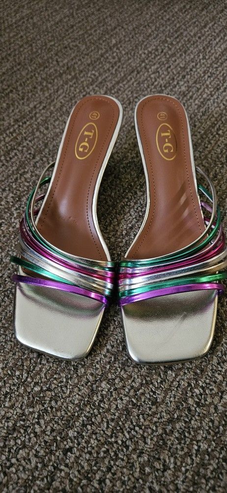 Silver Slip On Heels