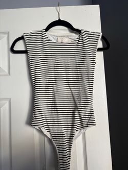 Black and White Striped Bodysuit (S)