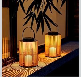 2 Pack Solar Powered Outdoor Hanging Lantern with LED Lights