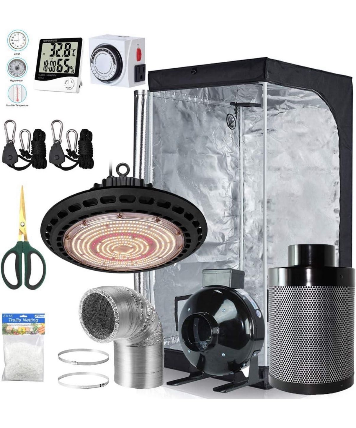 Growing Set - Tent 3*3 , Fan, Filter , 600W Light