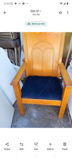 Pair Of Solid Wood High-Back Armchairs