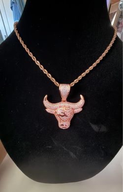 Rose Gold Bull head with chain