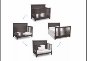 4-in-1 Convertible Baby Crib Dark Gray