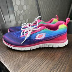 SKECHERS FLEX SOLE SHOES FOR WOMEN RAINBOW SKECHERS SNEAKERS