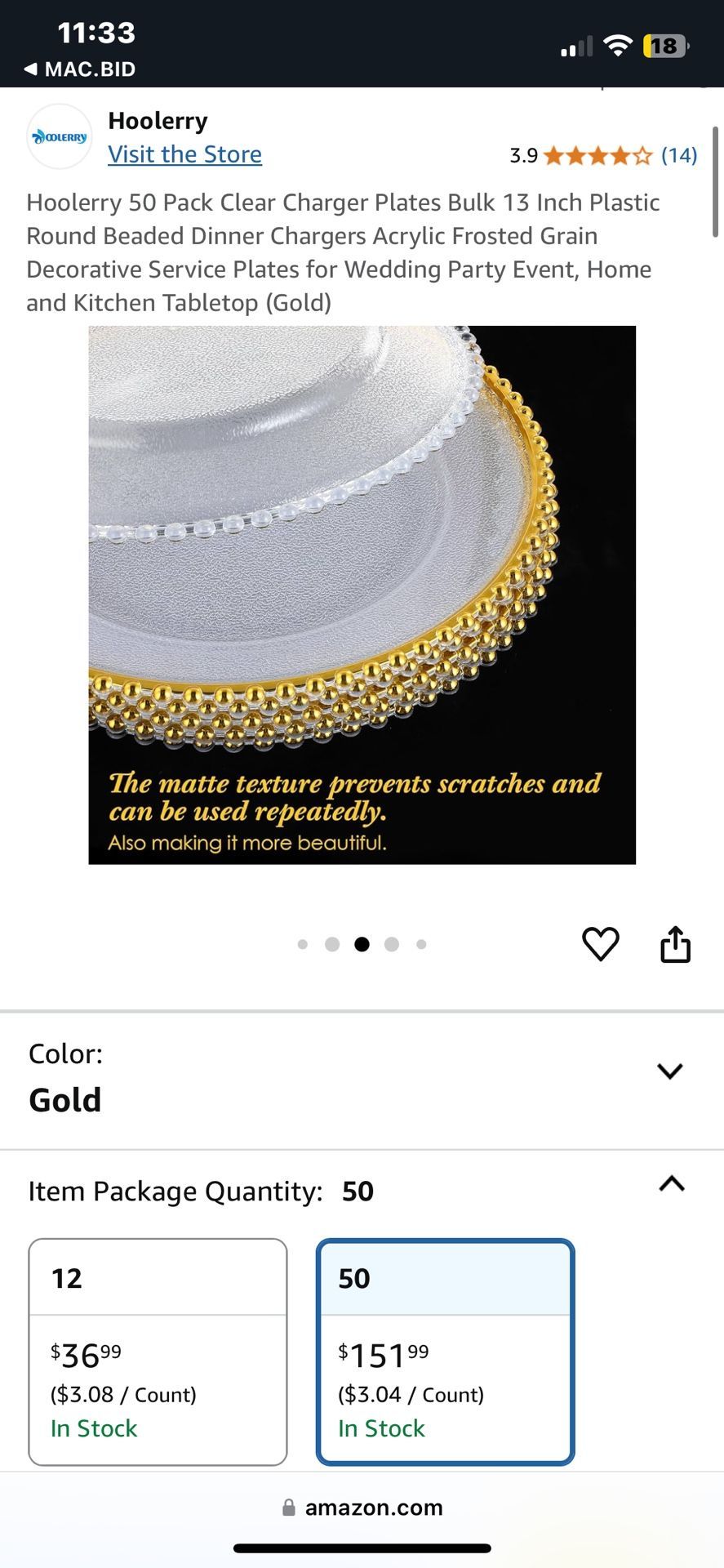 Gold Serving Plates X50 Gold And Clear With Rings