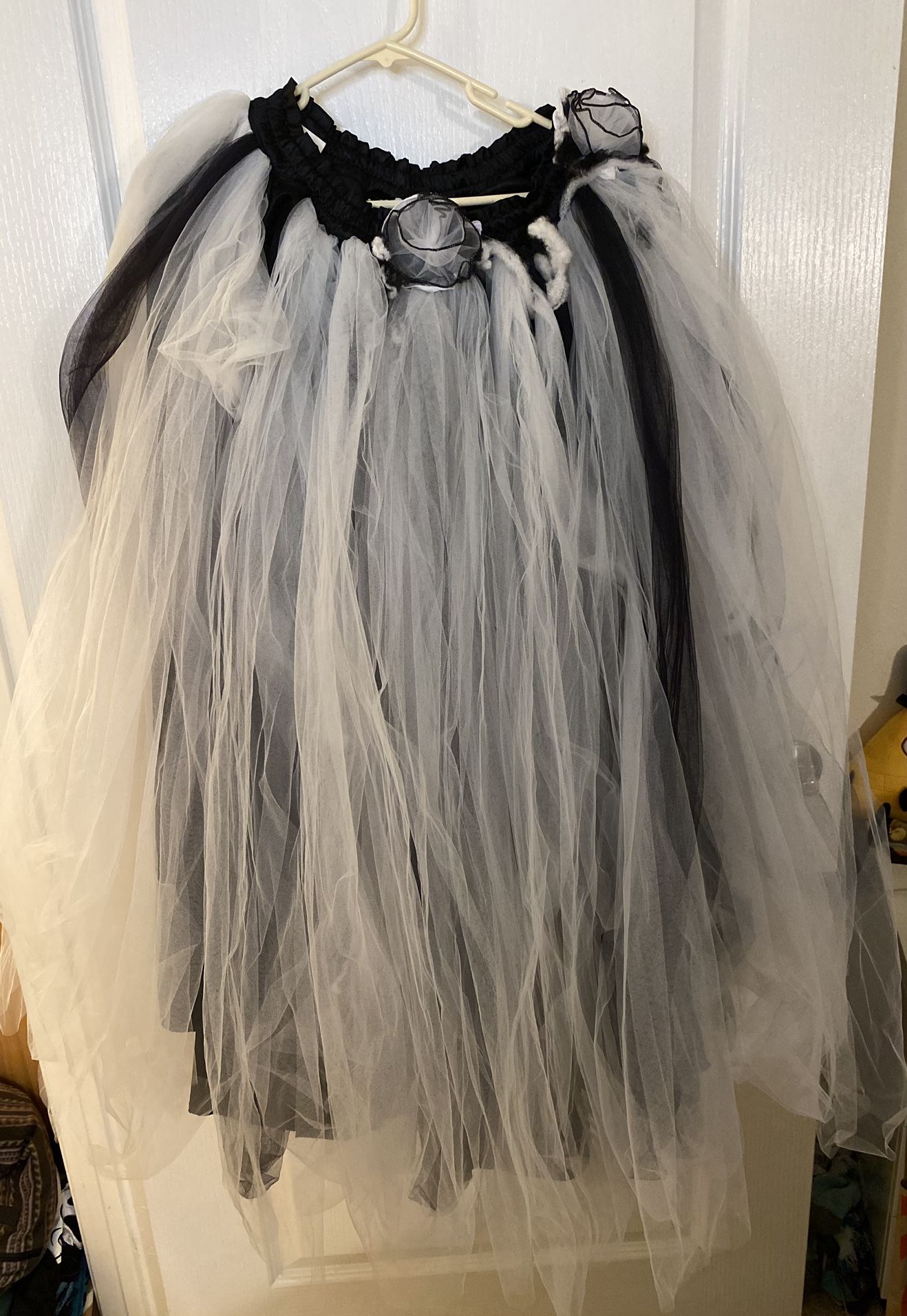 Black and White Tulle Skirt Halloween Long One size